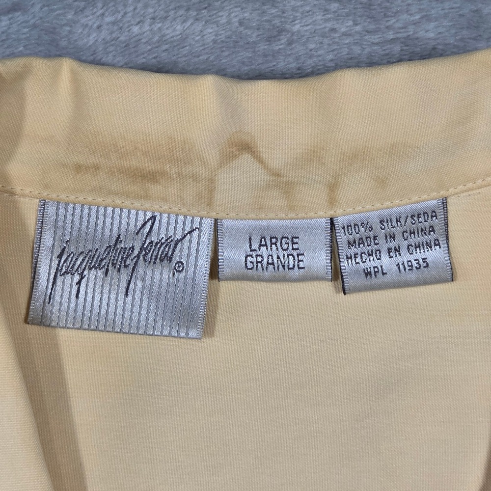 Jacqueline Ferrar Women L Shirt 100% Silk‎ Button Up Camp Collar Retro Chic Twee - Picture 5 of 9